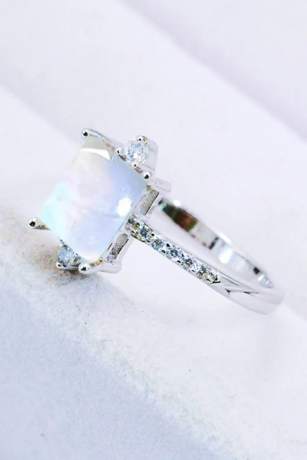 Sterling Silver Square Moonstone Ring