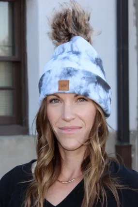 Tie Dye Pom Pom Beanie