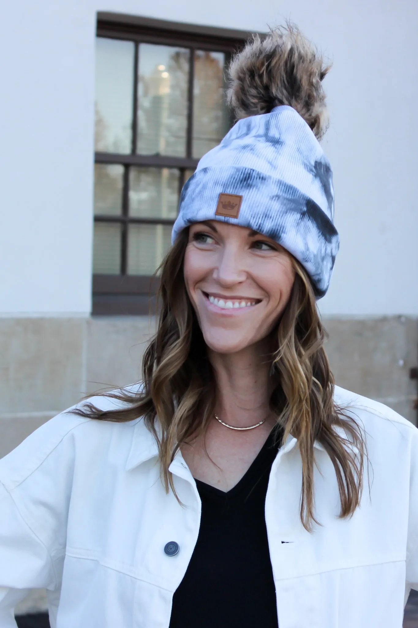 Tie Dye Pom Pom Beanie