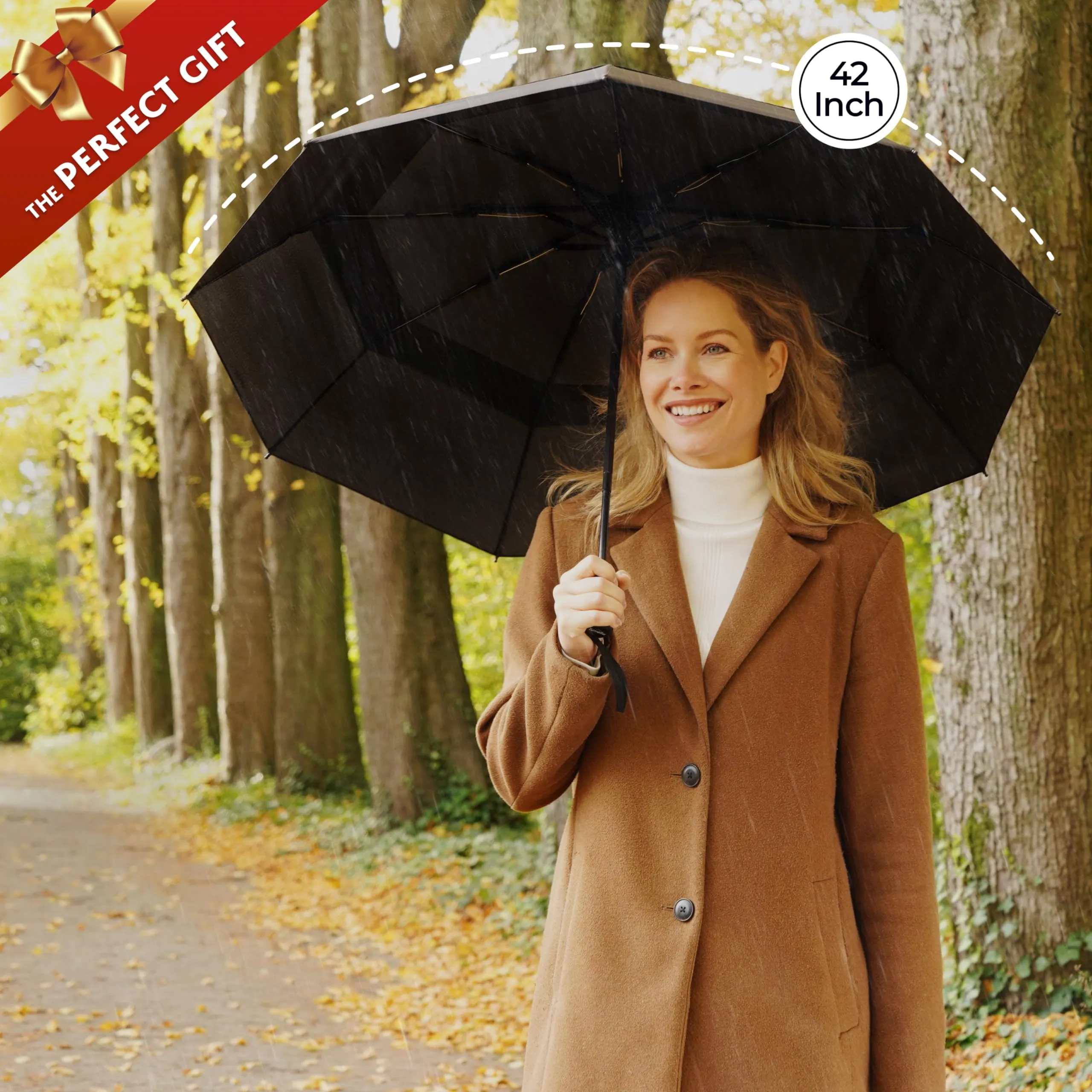 TUMELLA Strongest Windproof Travel Umbrella (Compact, Superior & Beautiful)