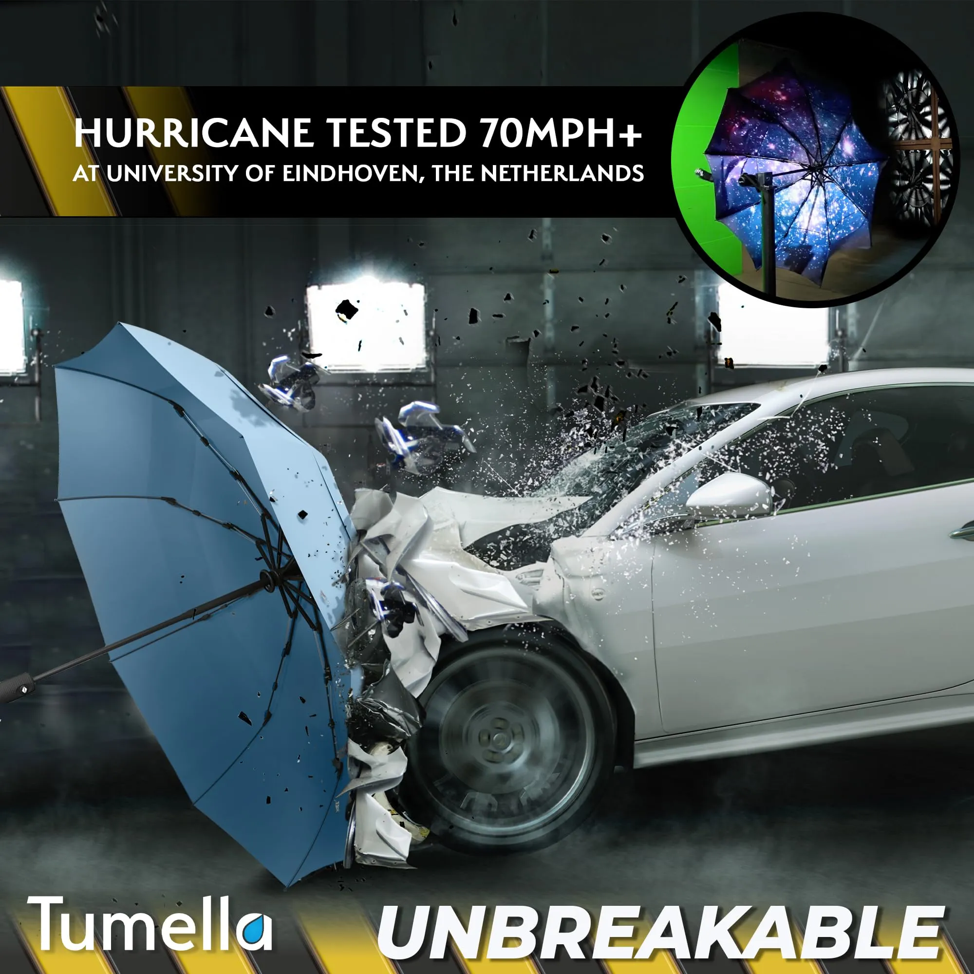 TUMELLA Strongest Windproof Travel Umbrella (Compact, Superior & Beautiful)