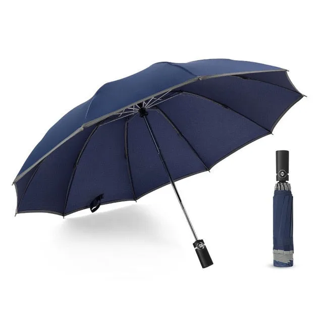 Windproof Automatic Folding Inverted Umbrella with Reflective Stripe