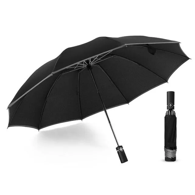 Windproof Automatic Folding Inverted Umbrella with Reflective Stripe