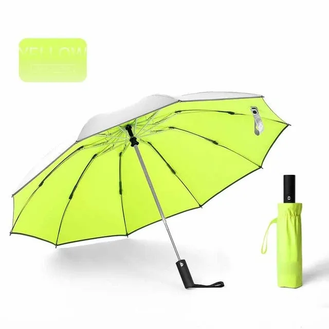 Windproof Automatic Folding Inverted Umbrella with Reflective Stripe