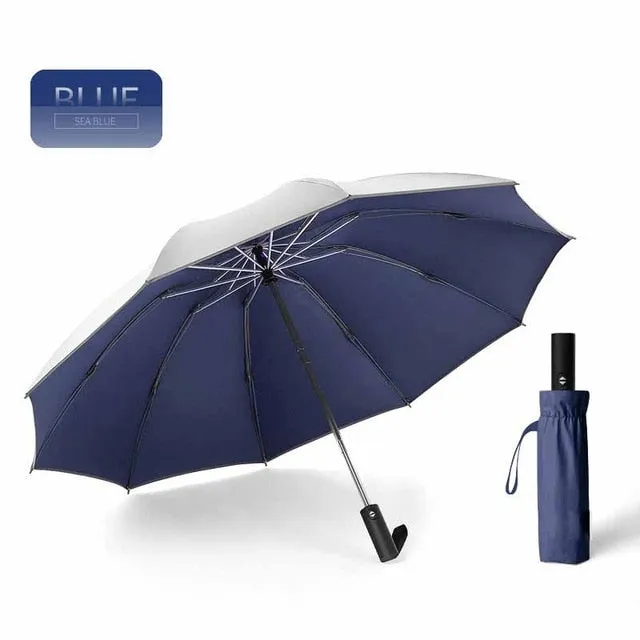 Windproof Automatic Folding Inverted Umbrella with Reflective Stripe