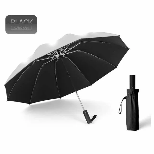 Windproof Automatic Folding Inverted Umbrella with Reflective Stripe