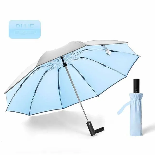 Windproof Automatic Folding Inverted Umbrella with Reflective Stripe