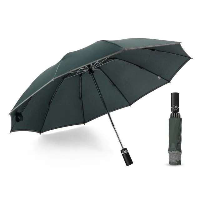 Windproof Automatic Folding Inverted Umbrella with Reflective Stripe