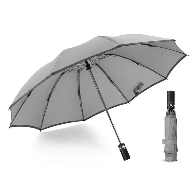 Windproof Automatic Folding Inverted Umbrella with Reflective Stripe