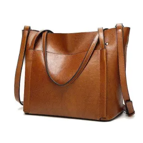 Women Vintage Leather Handbags Retro Shoulder Bag Tote Bag